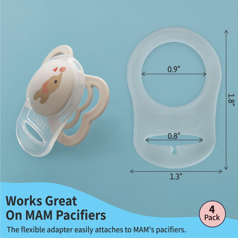 PUTSKA Pacifier Adapter Rings - Silicone Adapter for Pacifier Holder and Clip MAM-Compatible - Image 2